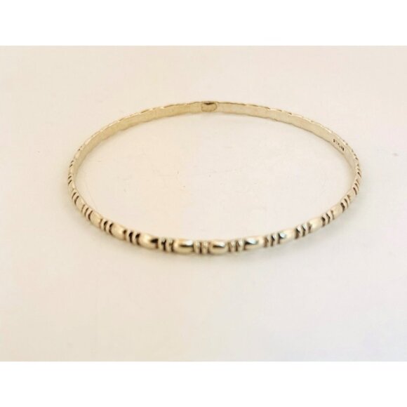 Estate Sterling Silver 925 Textured Bangle Bracelet, 7.85", 8.8g, Vintage - Picture 2 of 7